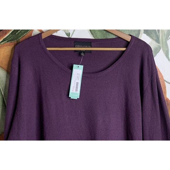 Absolutely Creative Worldwide Women’s Size 3X Purple Plum Knit Crewneck Sweater - Picture 2 of 6